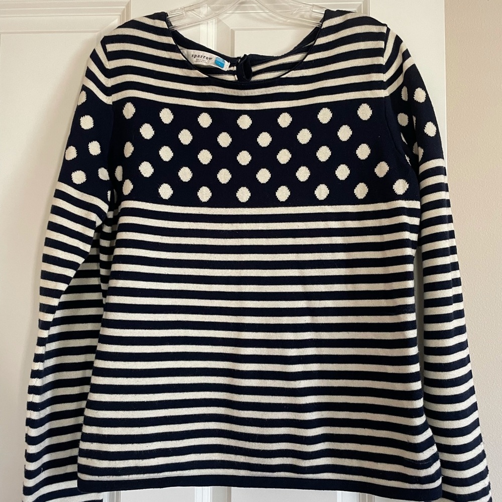 Anthropologie Sparrow Navy & Cream Sweater